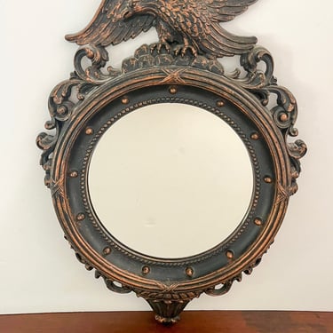 1950's Bronze Eagle Mirror. Vintage Brown and Bronze Federal Mirror. Mid Century Wall Hanging. 