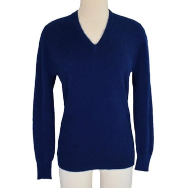 Vintage 60s Angora Sweater, High Content Angora Long Sleeve V-Neck Sweater, Fluffy, Furry, Soft, Ernst Engel, Size S Small 