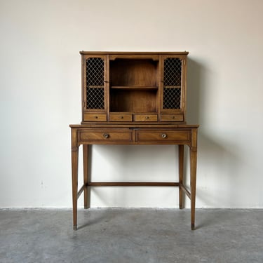 Vintage Drexel Triune Writing Desk With Upper Hutch 