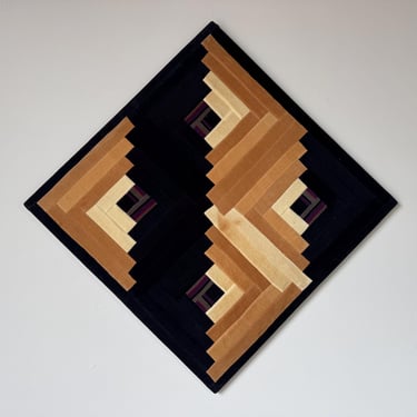 1980s Vintage Postmodern Geometric Velvet Fabric Wall Art 