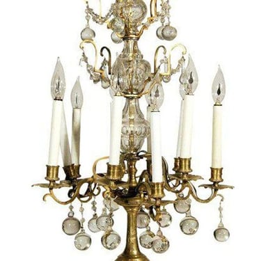 French 19th Century Crystal and Glass Girandole Table Lamp 