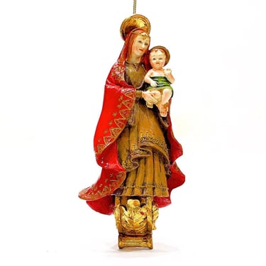 VINTAGE: LARGE Mother Mary and Jesus Ornaments - Madonna Christmas Ornament - Hand Painted Ornament - SKU 25-A1-00012641 