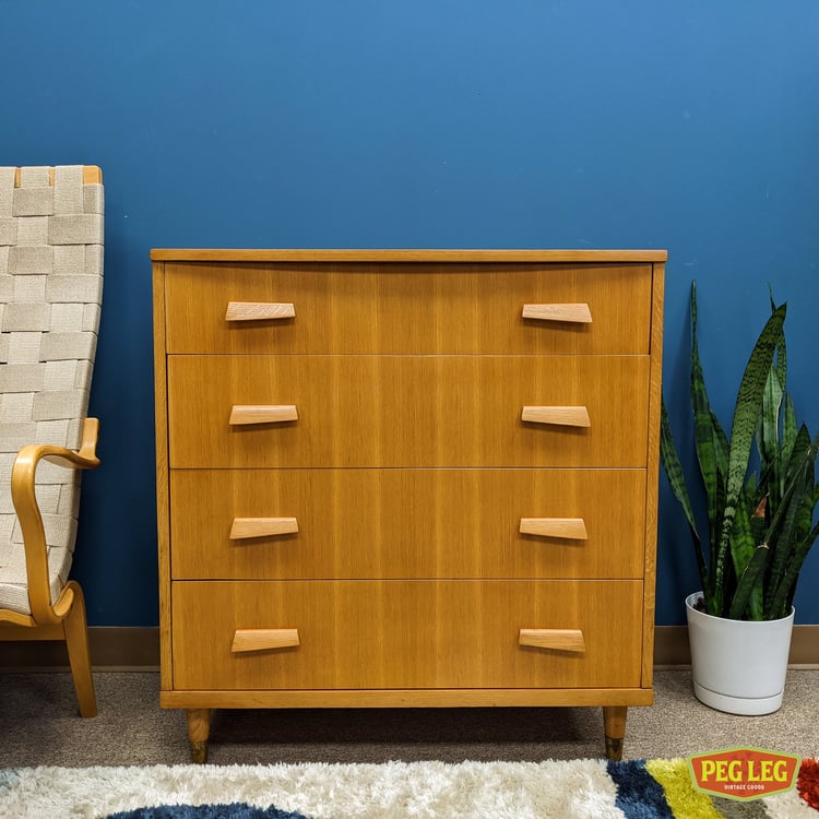 Mid-Century Modern blonde oak bachelor's chest