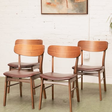 Set of 4 Vintage Leather Dining Chairs
