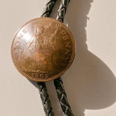 Vintage Bolo Tie Copper Coin Western 