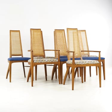 Lane Rhythm Mid Century Cane Backed Dining Chairs - Set of 8- mcm 