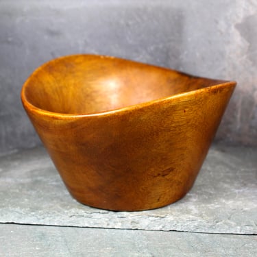 Vintage Mid-Century Carved Wooden Bowl | David Auld Style Small Wooden Bowl | Scandinavian Style Solid Wooden Bowl  | Bixley Shop 