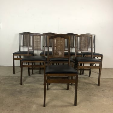 Set of 8 Mid Century Cane Back Folding Chairs