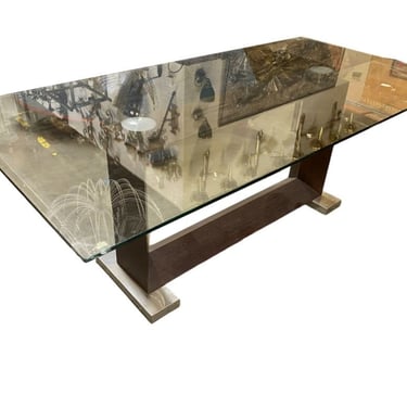 Modern Steel & Tempered Glass Conference Table, Circa 1980 