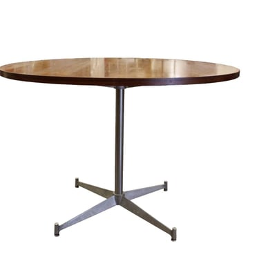Mid Century Modern Herman Miller Walnut Wood Dining Game Table Star Metal Base 