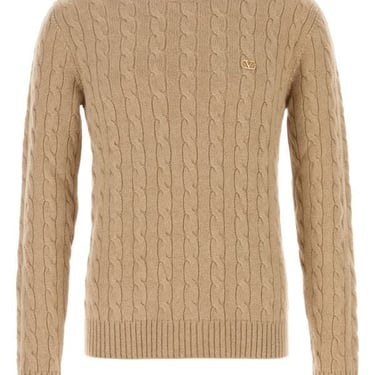 Valentino Garavani Men Camel Cashmere Sweater