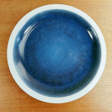 Vintage Heath Ceramics Rim Line Dinner Plate 2 of 2 | Edith Heath | Opal Blue & White | 1980s 