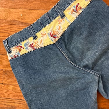 70s Ponny express novelty print jeans 