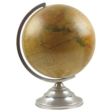 Terrestrial School Glass Globe Lamp by Barrere and Thomas France