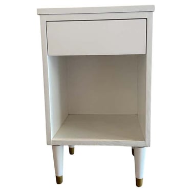 Midcentury Colormates White Nightstand by Morris with Gold Accents