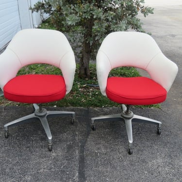 Knoll Mid Century Modern Swivel Office Desk Side Chairs a Pair 2970