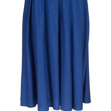 Anne-Marie Beretta 1980s Vintage Blue Wool Diagonal Pleat Midi Skirt Sz XS 