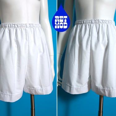 Simple Vintage 70s 80s White Cotton High-Waisted Shorts 