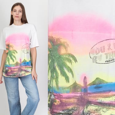 Rare 1990 Jimmy'z Neon Surf "You And Me By The Z" T Shirt - Men's Large, Women's XL | Vintage All Over Print Graphic Surfer Skater Tee 