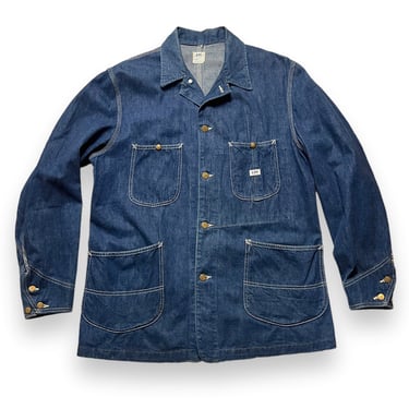 Vintage 1960s Union Made LEE 91-J Jelt Denim Chore Jacket ~ size 42 / Large ~ Work Coat ~ Farm / Barn ~ Sanforized 