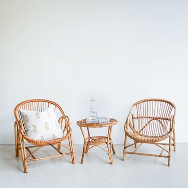Set of Bamboo Chairs and Table