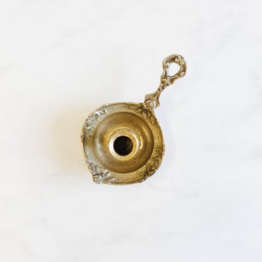 vintage French cast brass “rosette” chamberstick