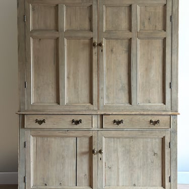 Antique English Pine Linen Press/Hutch 