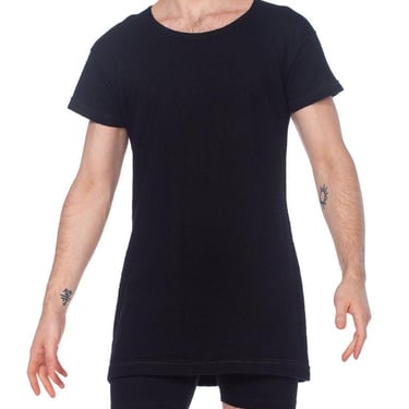 1900S Navy Blue Wool Knit Men's Rare Two Piece Edwardian Swimsuit 
