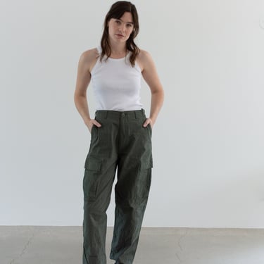 Vintage 28 29 30 31 32 33 34 35 36 Waist Olive Green Cargo Fatigues | Unisex Side Pocket Cargo Trousers | Army Pants | F497 