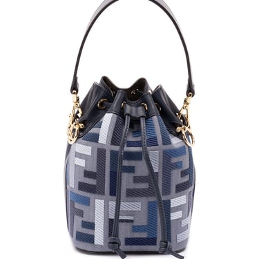 ファッション雑貨・小物その他 FENDI MINI DENIM FF LOGO MON TRESOR Fendi - Mon Tresor FF Embossed Denim Mini Bucket Bag