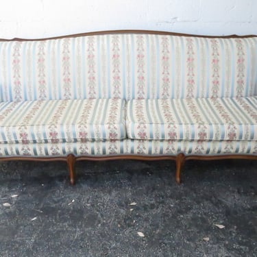 French Carved Cherry Caned Long Sofa Couch 3476