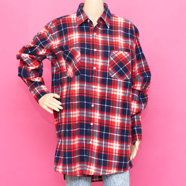 Vintage 1970s Red & Blue Flannel Shirt | Large | 3 