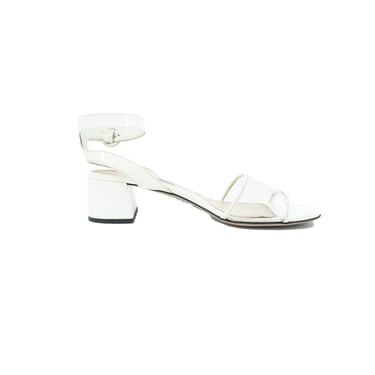 Prada White PVC and Patent Leather Sandals, 38.5