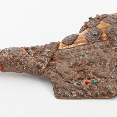 Tibetan Buddhist Silver Covered Shell Horn, 19th C