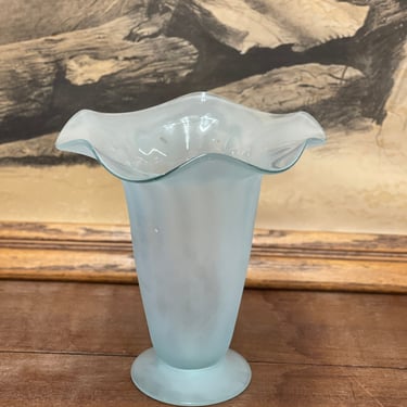 Vintage Frosted Glass Flower Vase decorative art deco style vases glassware blown glass artsy floral home decor one of a kind aesthetic 