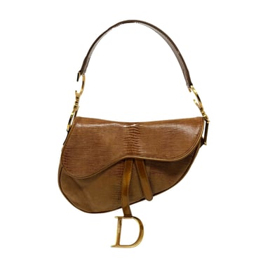 Dior Brown Embossed Saddle Bag