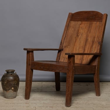 Large Dutch Colonial Teak Relaxing Chair from Java