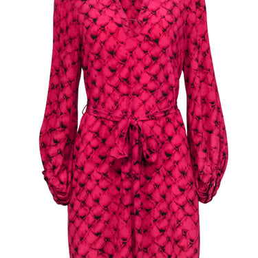 Diane von Furstenberg - Pink &amp; Black Long Sleeve Dress Sz 10