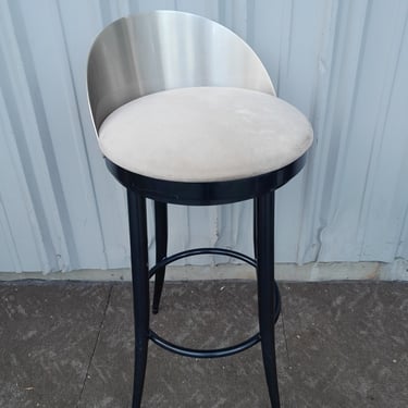 Steel Swivel Stool with Plush Cusion and Decorative Back