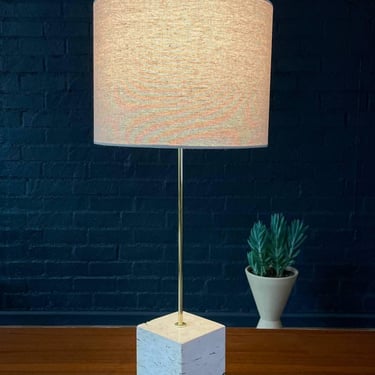 Mid-Century Modern Italian Travertine & Chrome Table Lamp, c.1960’s 