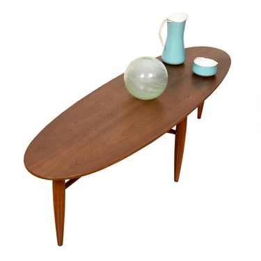 The Long Slim-Oval — A Sleek MCM Walnut Coffee Table