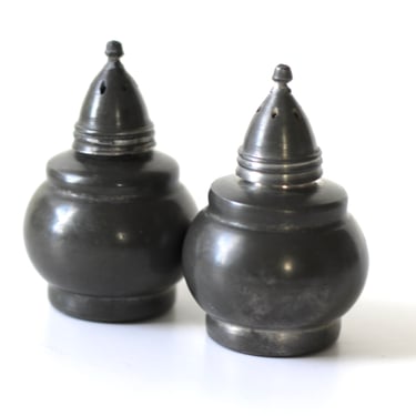 Colonial Pewter by Boardman #701 Salt and Pepper Shakers - Dark Patina Heavy Weight 