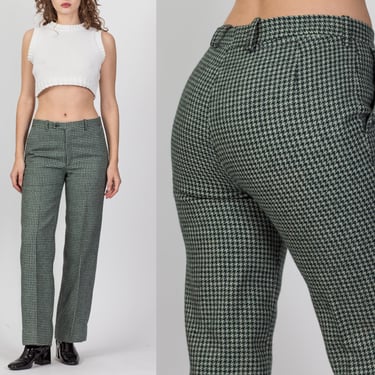 70s Green Houndstooth Unisex Trousers - 31