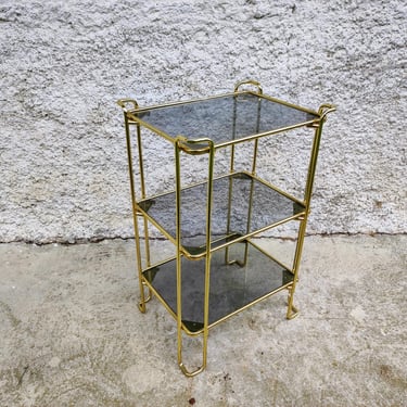 Vintage Metal Coffee Table / Nesting Golden Coffee Table / End Table/ Mid Century Table / Gold Metal Table / Retro Home Decor / Italy/ 80s 