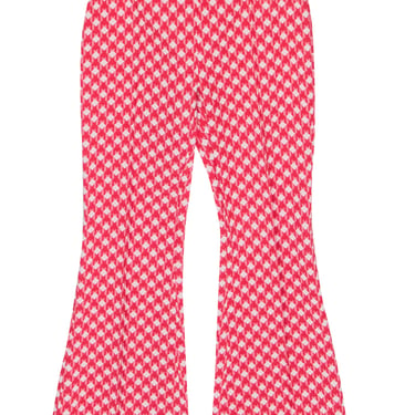 Rosetta Getty - Red &amp; White Printed Crop Flare Pants Sz S