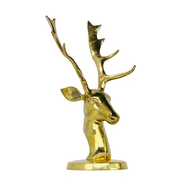 #1425 Large Mid Century Brass Elk Bust