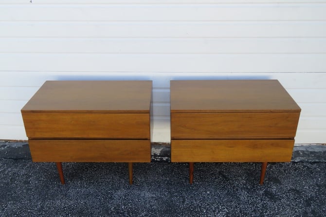Mid Century Modern Large Wide Nightstands Side End Bedside Tables a Pair 3519