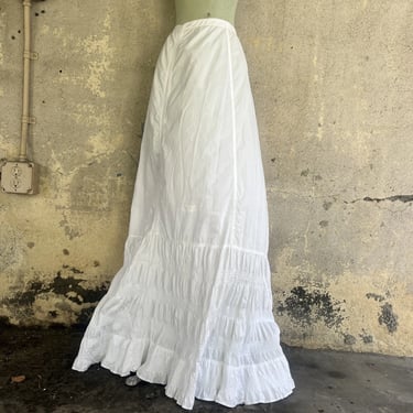 Antique Edwardian White Cotton Petticoat Skirt Dress 30” Waist Volup Vintage