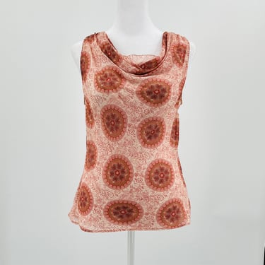 Pollini Italian Sleeveless Top Shades of Pale And Darker Peach Size 42 