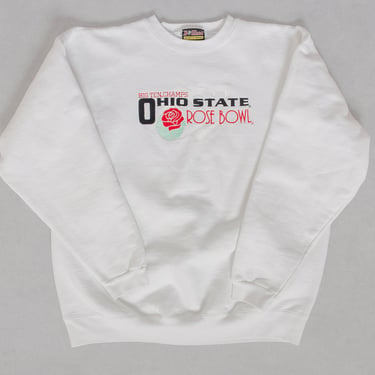 ROSE BOWL SWEATSHIRT Vintage Pullover Ohio State Football Big Ten White Cotton 90's Oversize / 2X 